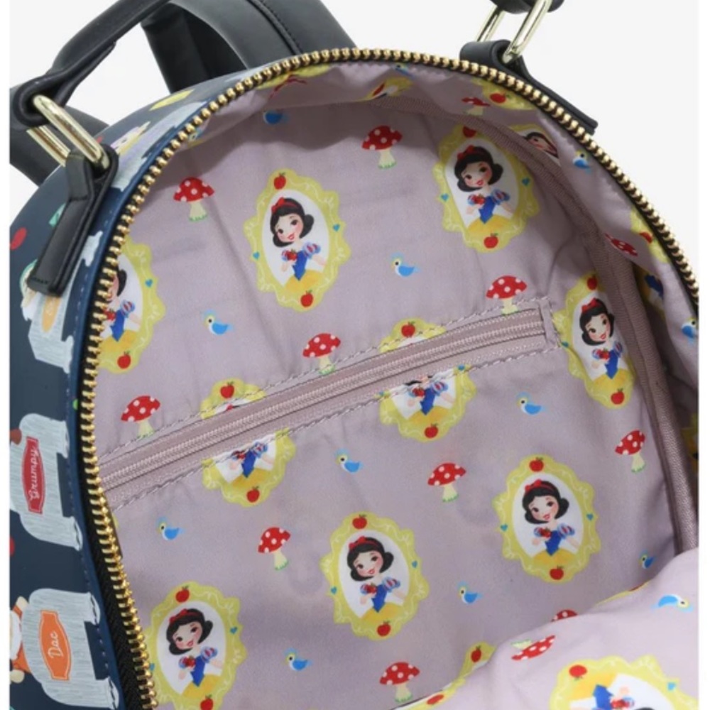 Loungefly x Disney Snow White & 7 Dwarfs Beds Backpack Shoulder Bag Purse NWT - Picture 7 of 14